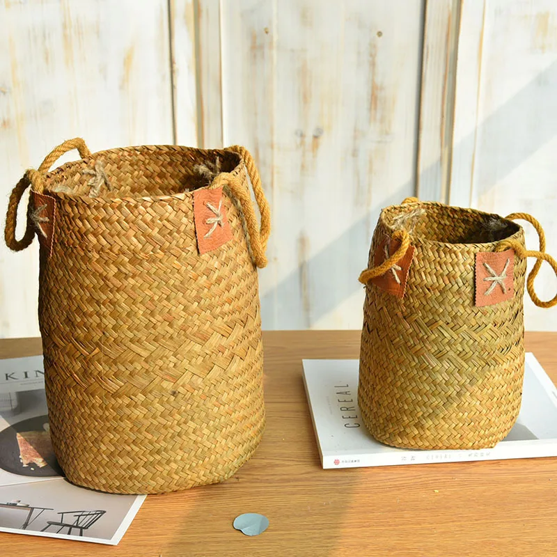 Скандинавский бамбуковый плетеный абажур с цветочной корзиной, используемый для украшения гостиной, спальни, обеденного стола и столешницы