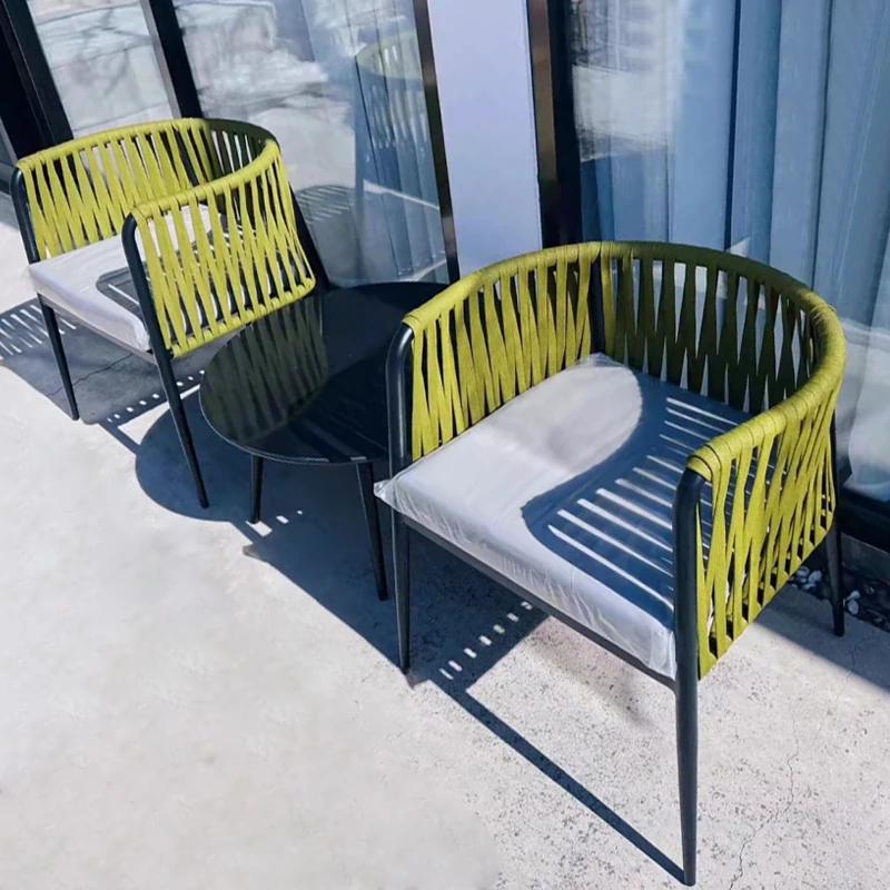 Скандинавский простой обеденный стол и стул для отдыха на открытом воздухе, садовая мебель из ротанга, водонепроницаемая солнцезащитная Мебель