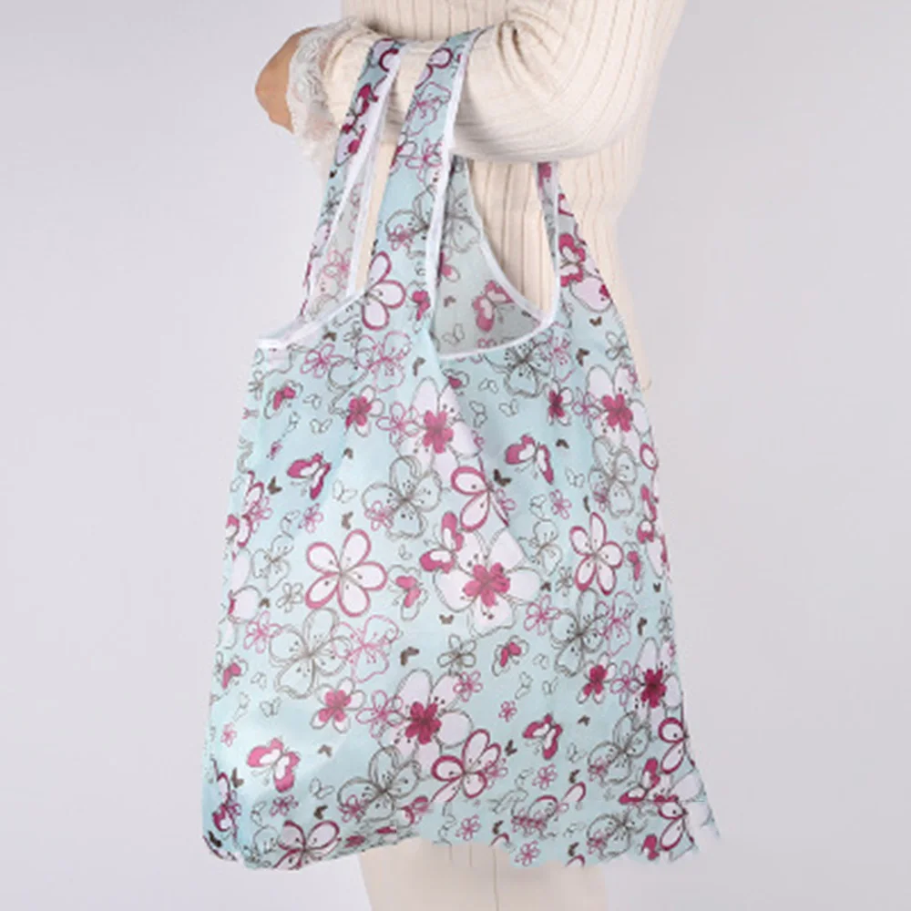 Складная хозяйственная сумка, экологичная Складная многоразовая портативная сумка через плечо, водонепроницаемый полиэстер для дорожных продуктовых сумок