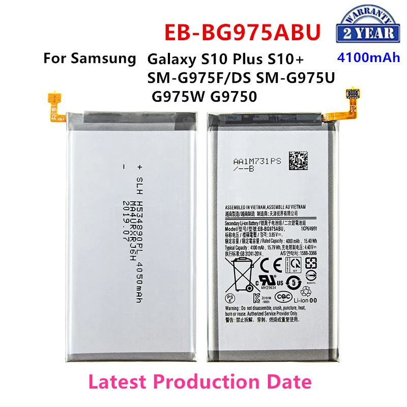 Совершенно Новый Аккумулятор EB-BG975ABU 4100mAh Для Samsung Galaxy S10 Plus S10 + SM-G975F/DS SM-G975U/W G9750 Мобильного телефона