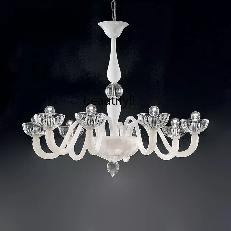 Современная стеклянная люстра в американском стиле, белый свет во французском стиле, роскошные лампы для гостиной, спальни, столовой, 8 головок