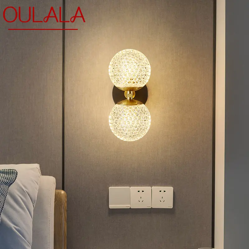 Современный интерьер OULALA, латунный настенный светильник, медное бра со светодиодной подсветкой, простой художественный декор для современного дома, гостиной, спальни
