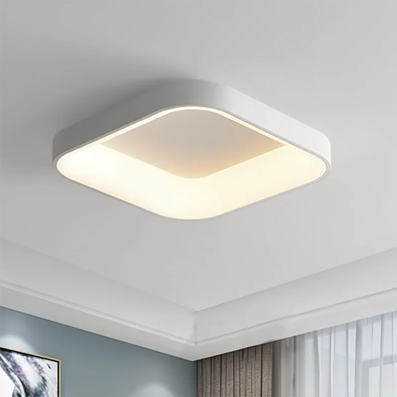 Современный квадратный светодиодный потолочный светильник минималистского серого белого цвета с регулируемой яркостью для спальни, кабинета, столовой, гостиной