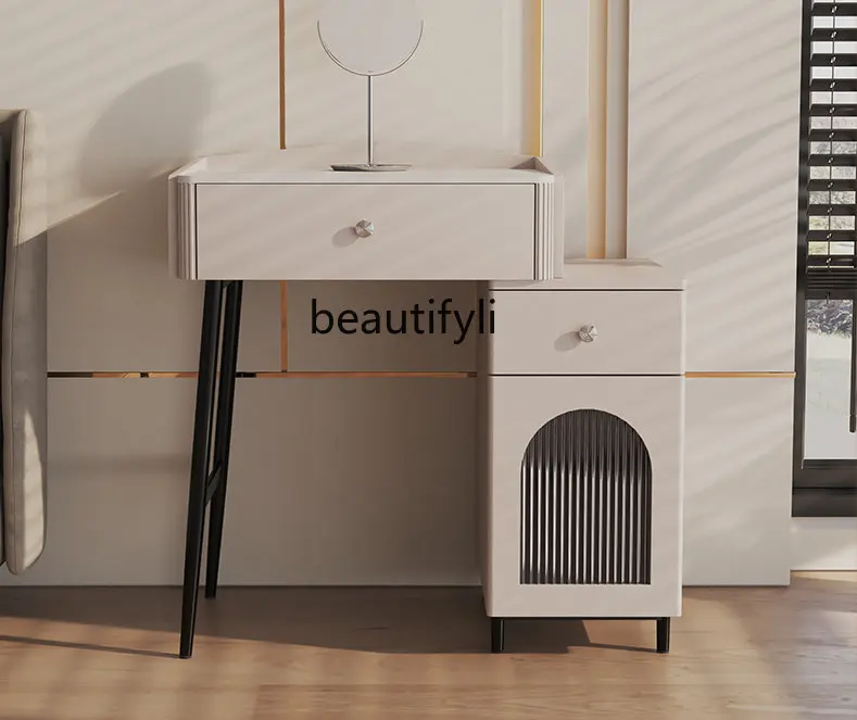 Современный минималистичный столик для макияжа в кремовом стиле, туалетный столик для спальни небольшого размера, домашний
