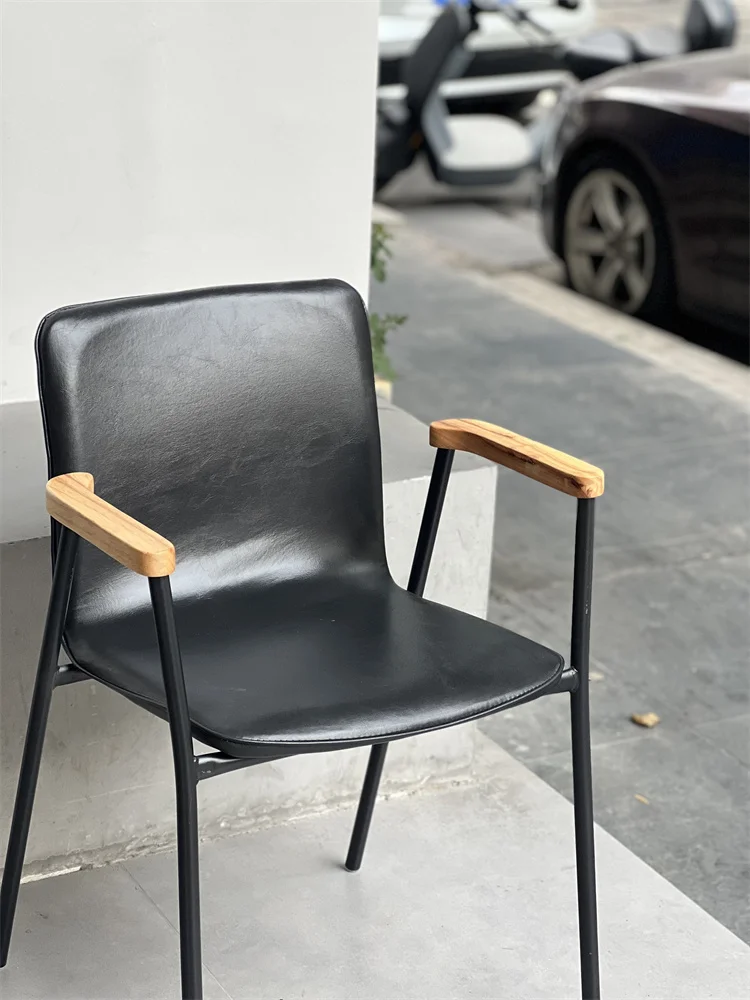Современный обеденный стул со спинкой, дизайнерская офисная скамья, ретро-индустриальный стиль, высококачественное удобное кофейное кресло
