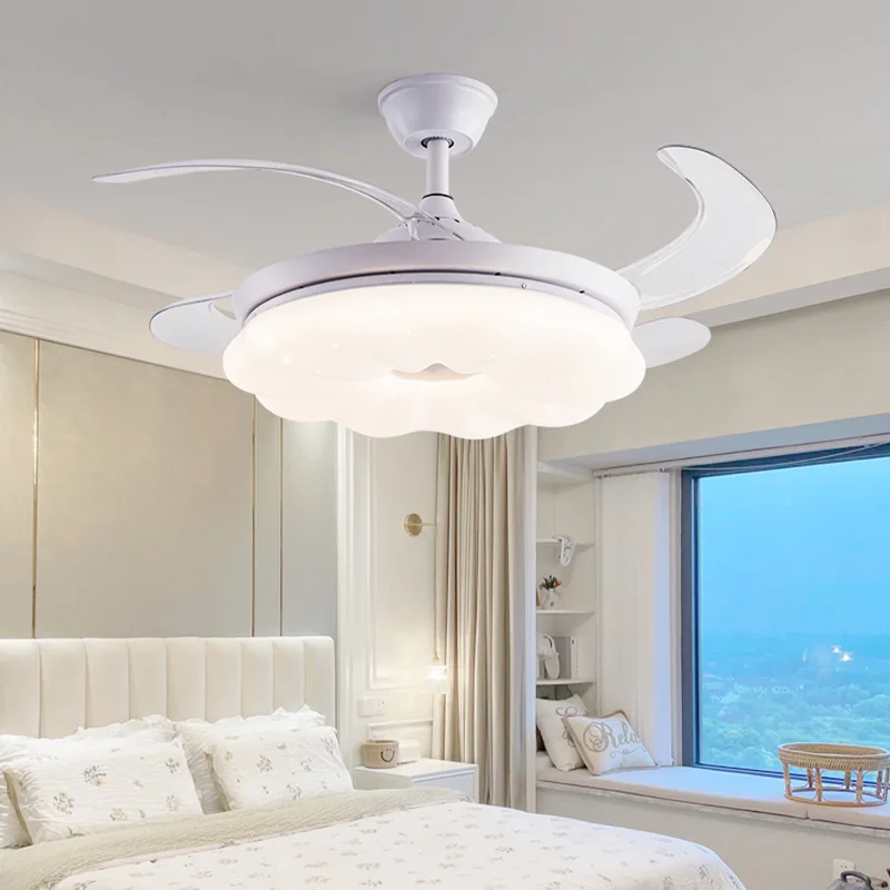 Современный Простой Потолочный вентилятор Cloud Для гостиной, спальни, столовой, Невидимого вентилятора, электрического вентилятора с переменной частотой