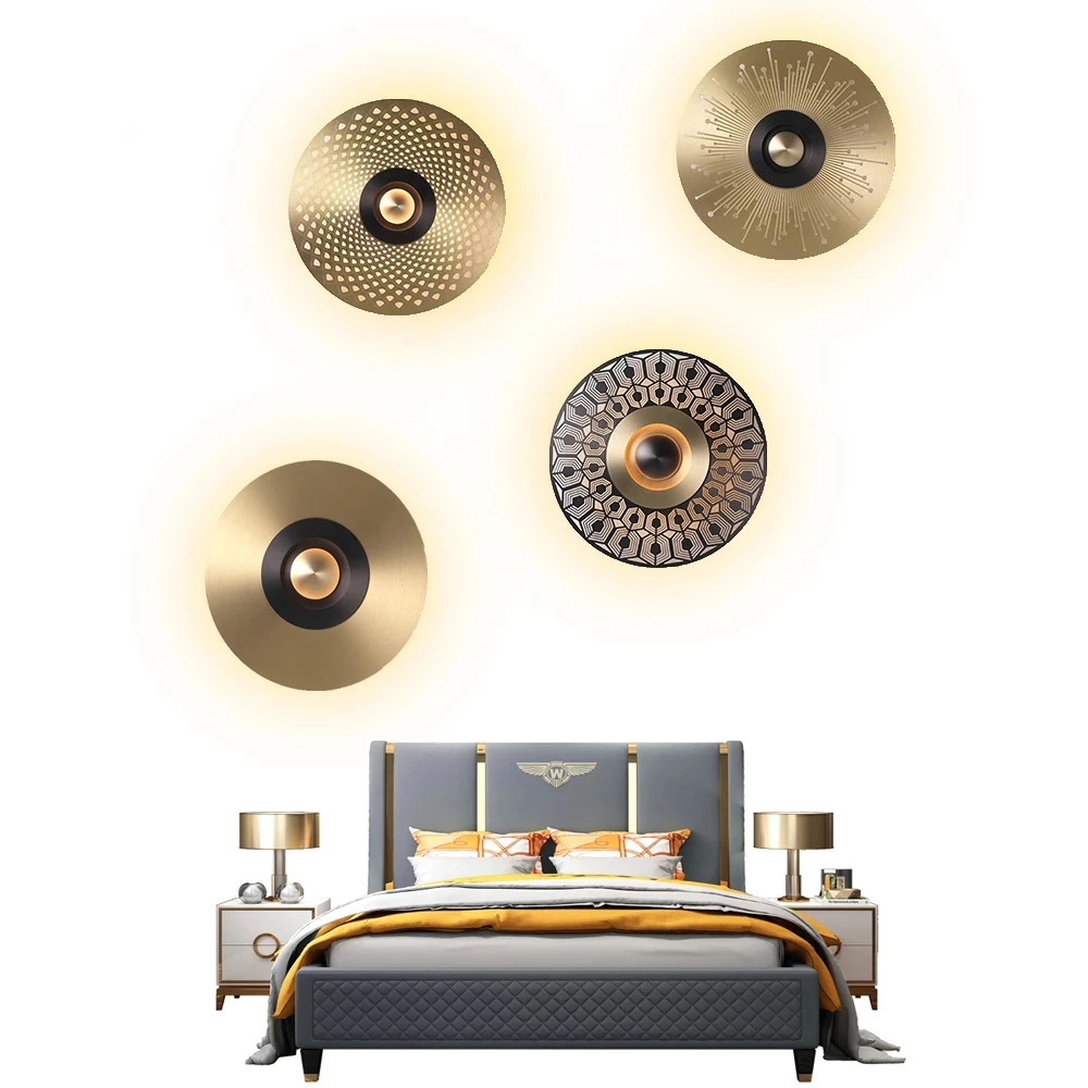 Современный светодиодный настенный светильник бра с одним освещением прихожая Гостиная спальня прикроватная тумбочка лофт домашний декор золотые аппликации светильники