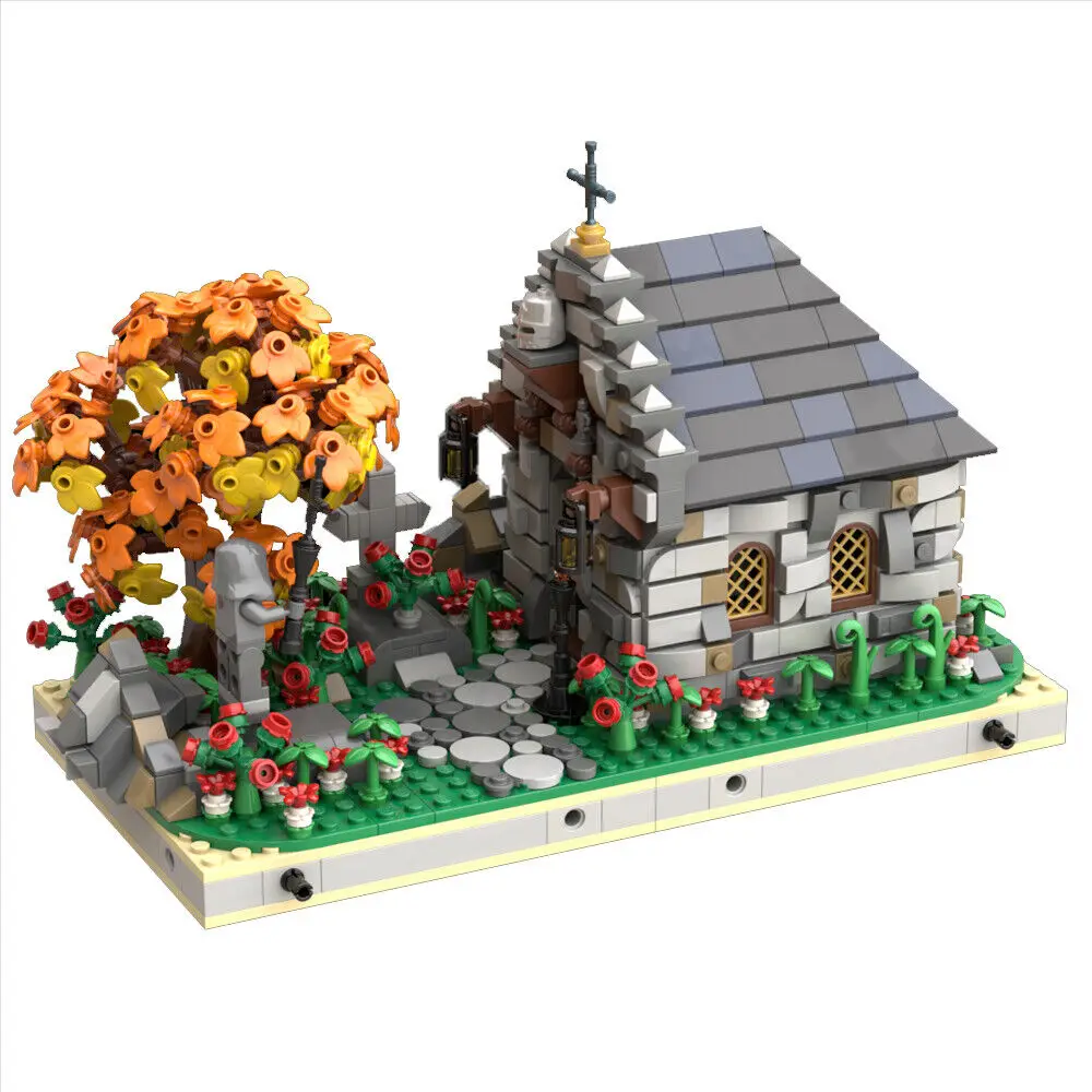 Средневековое маленькое кладбище с набором игрушек для строительства гробницы 1281 шт. MOC