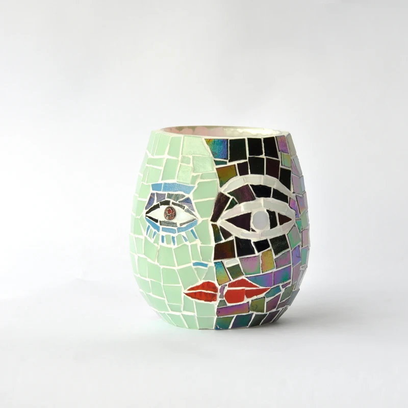Стеклянная мозаика ручной работы Ветрозащитный подсвечник Креативный дизайн Абстрактное искусство Ниша Индивидуальный подарок