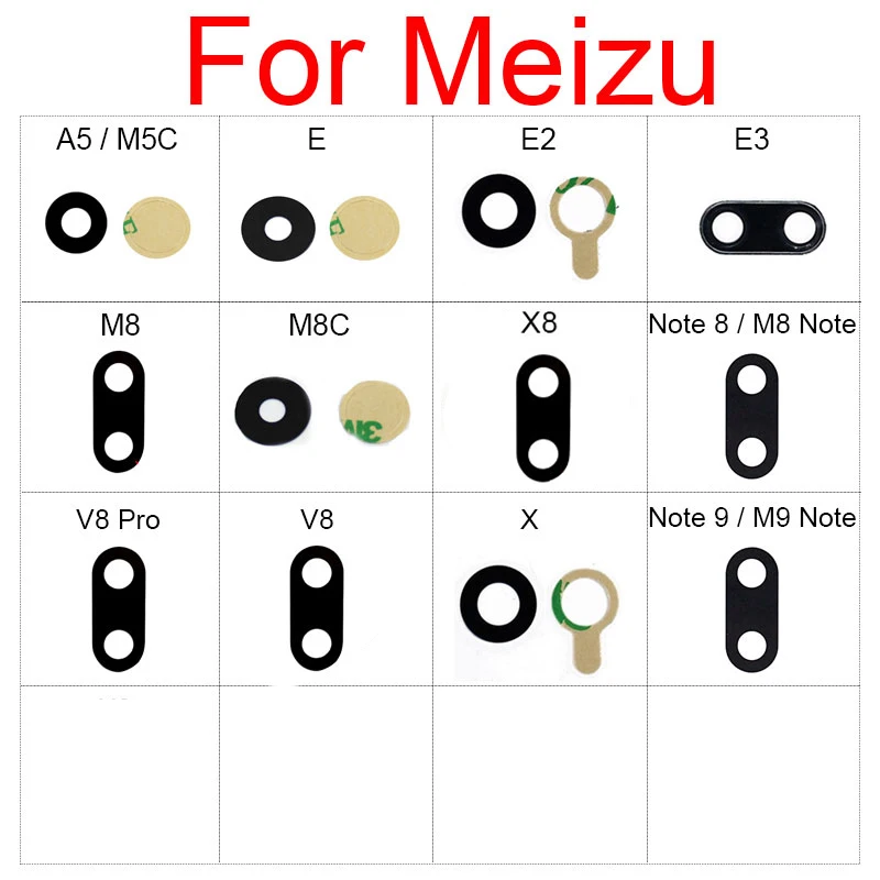 Стеклянный Объектив Задней Камеры Для Meizu Note 8 9 M8 M9 Note A5 M5C E E2 E3 M8C X8 V8 Pro X Стеклянный Объектив Задней Камеры С Клейкой Наклейкой