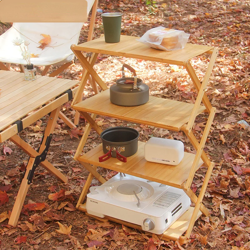 Стеллаж для хранения Многослойная переносная Выдвижная и складная полка для хранения, стол для пикника, уличная мебель