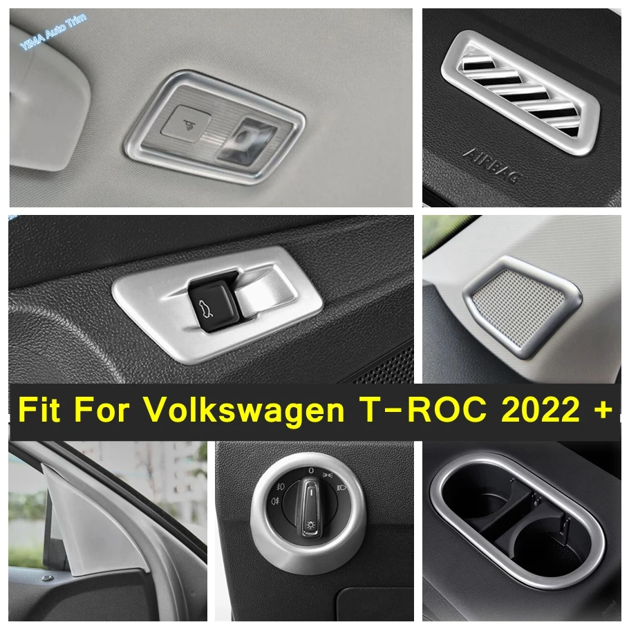 Стойка A Аудио Динамик Твитер/Фары Головного Света Кнопка Включения Лампы Накладка Подходит Для Volkswagen T-Roc 2022 2023 Матовый Интерьер Автомобиля