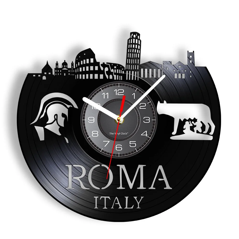 Столица Италии Рома Винтажные Настенные часы в стиле Ретро Экзотический Ветер Тавель Европейское Искусство Домашний Декор Рим Виниловый Альбом Часы для записи часов