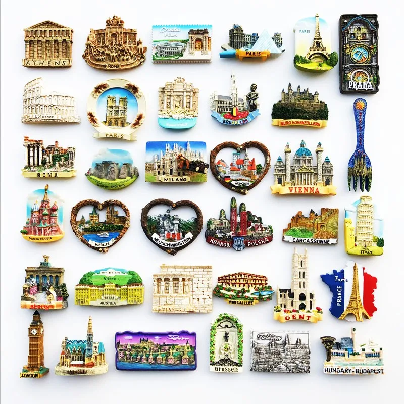 Сувенирные магниты на холодильник в Европе, Лондон, Бельгия, Италия, Франция, Поделки из смолы, Подарки, Декоративные магниты на холодильник