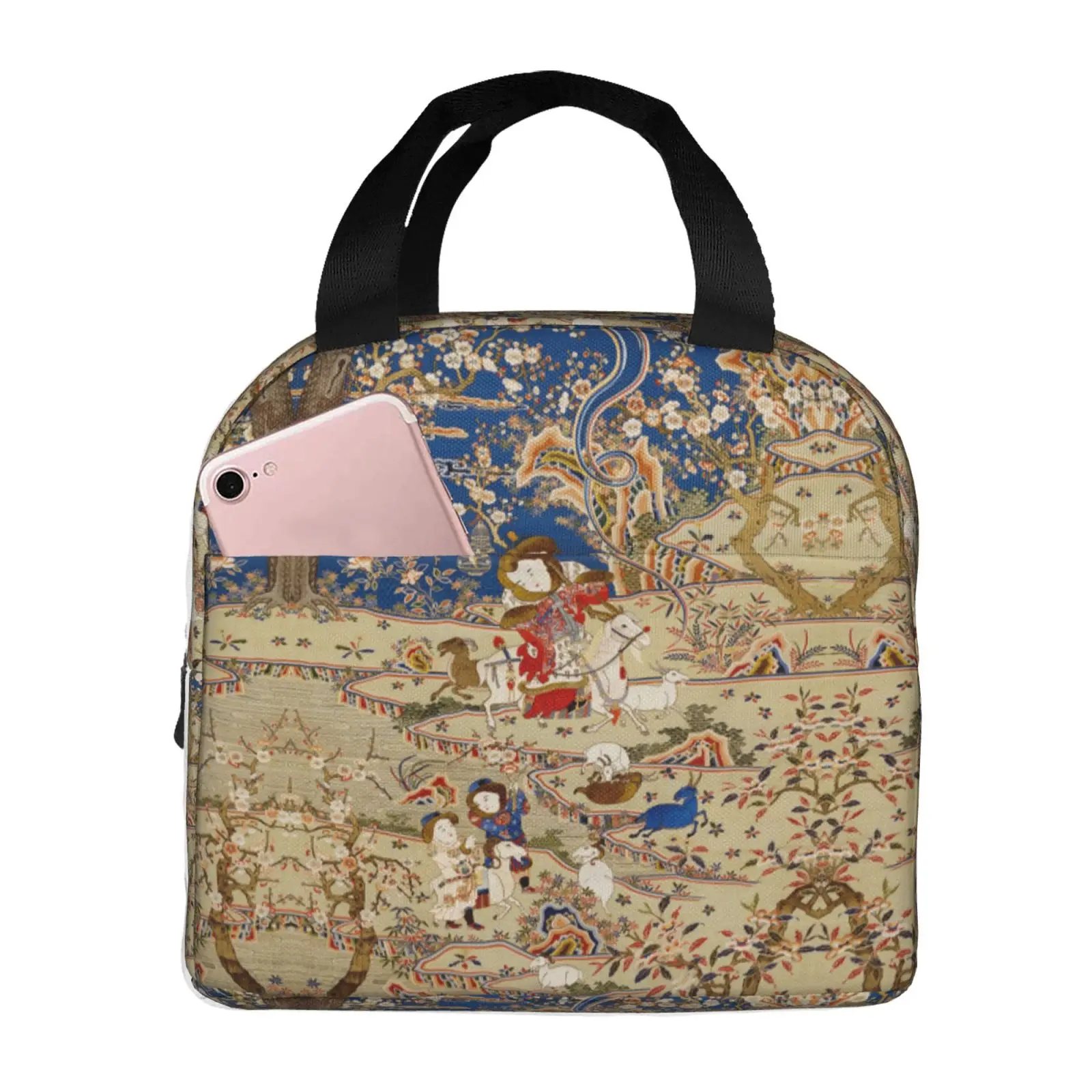 Сумка для ланча в китайском стиле Сумка для китайской культуры с рисунком Древнего Китая для Женщин, детская Рабочая коробка для пикника, Термальная сумка-тоут, холст