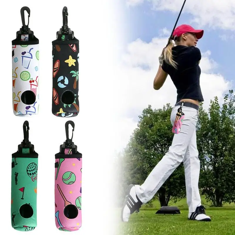 Сумка для мячей для гольфа Портативная поясная сумка для мини-мячей для гольфа вмещает 3 мяча для гольфа, 3 гвоздя, чехол для хранения, зажим для поясного ремня, аксессуары для гольфа