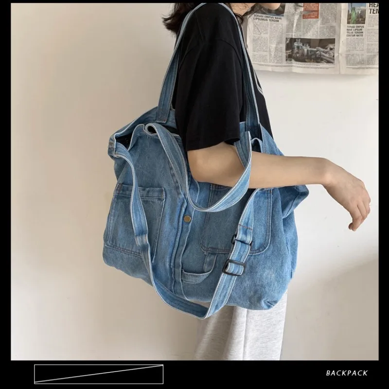 Сумка через плечо для женщин, джинсовая сумка-хобо через плечо, повседневная легкая сумка для работы и путешествий