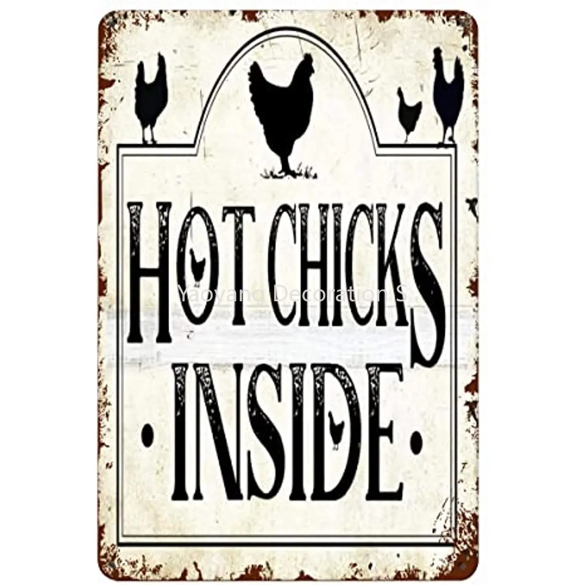Таблички с цыплятами для кухни, вывеска Hot Chickens Inside для курятника, Забавный курятник, Горизонтальная вывеска House для наружного помещения