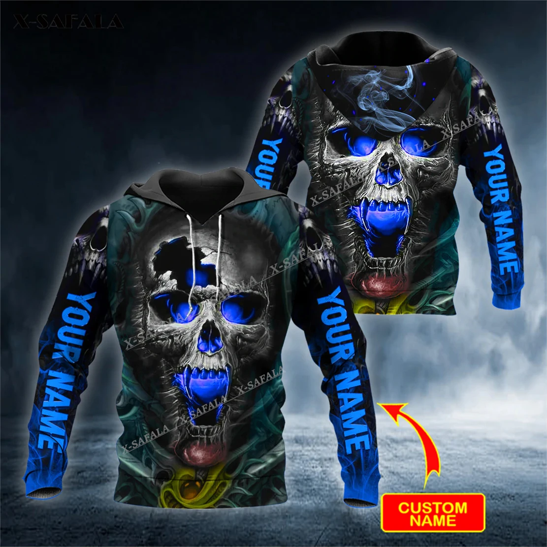 Татуировка X-SAFALA Monster Skull с персонализированным 3D принтом, толстовка на молнии, Мужской пуловер, толстовка из джерси с капюшоном, спортивные костюмы, верхняя одежда, пальто