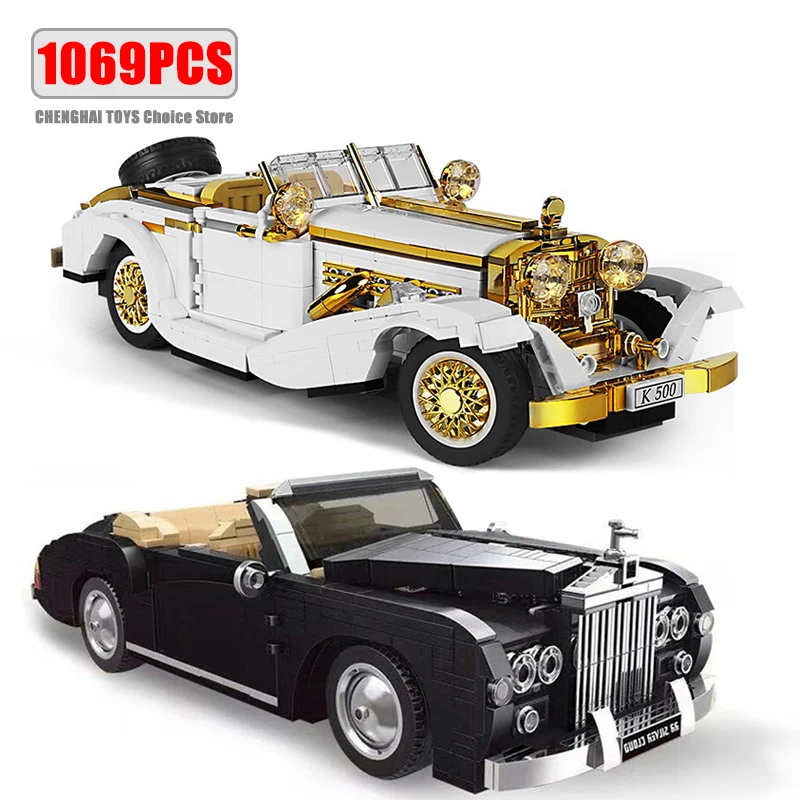 Технические Оригинальные ретро-ностальгические классические модели автомобильных строительных блоков, совместимые высокотехнологичные кирпичи, автомобильные украшения, игрушки для детей в подарок