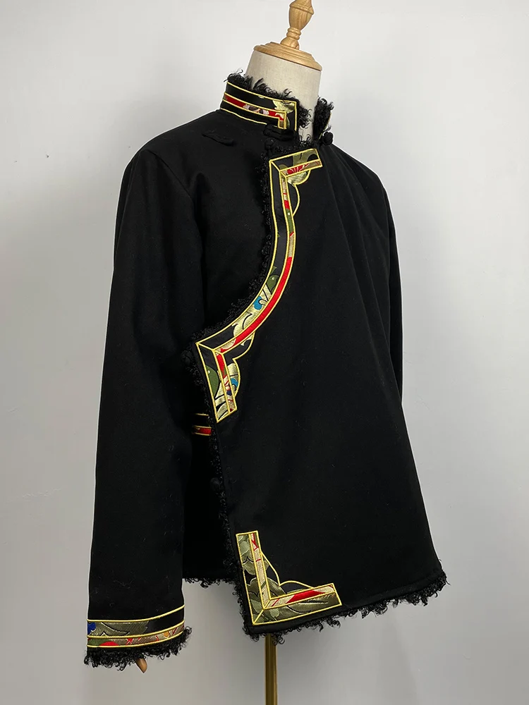 Тибетская одежда, мужская вышивка и пальто с хлопчатобумажной подкладкой, зимние новые тибетские сценические костюмы, Тибетский национальный ветер