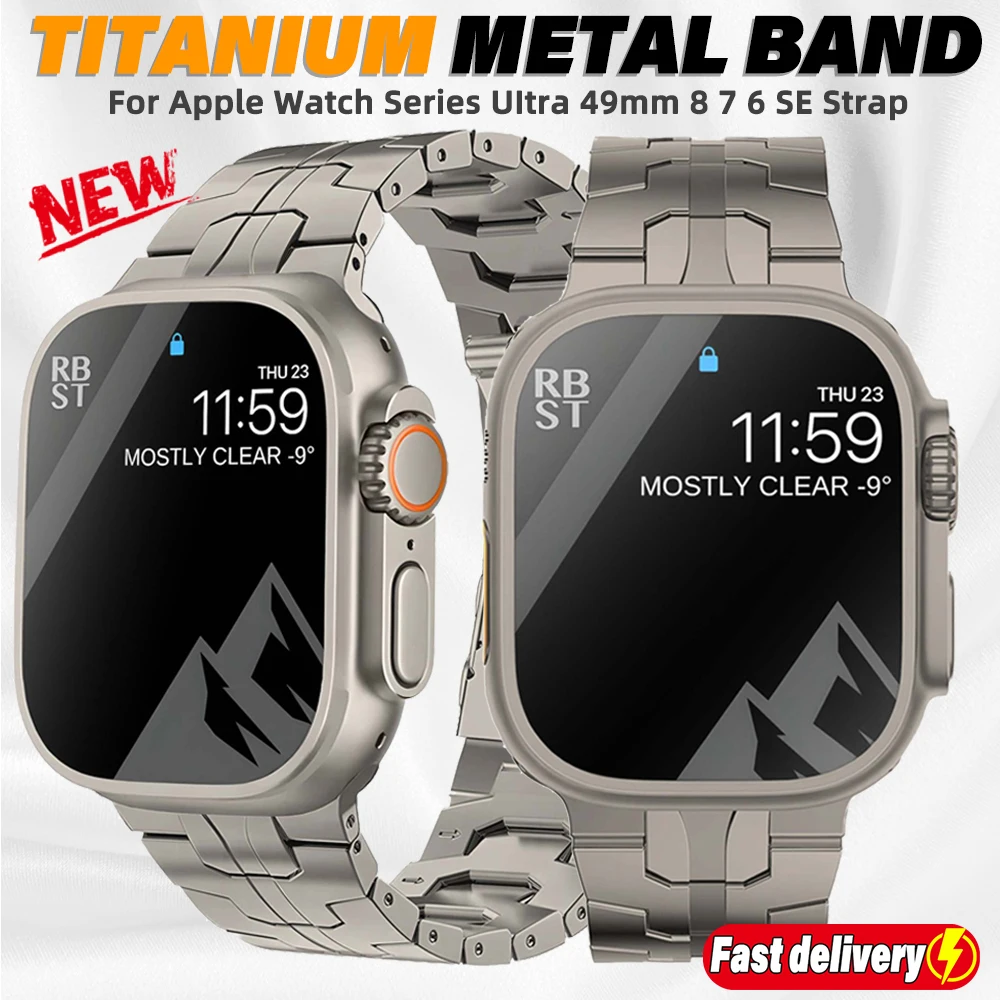 Титановый Металлический Ремешок для Apple Watch Band 8 Ultra 7 49 мм 45 мм 41 мм Металлический Браслет для iWatch Серии 6 5 4 SE 40 мм 44 мм 42 мм 38 мм