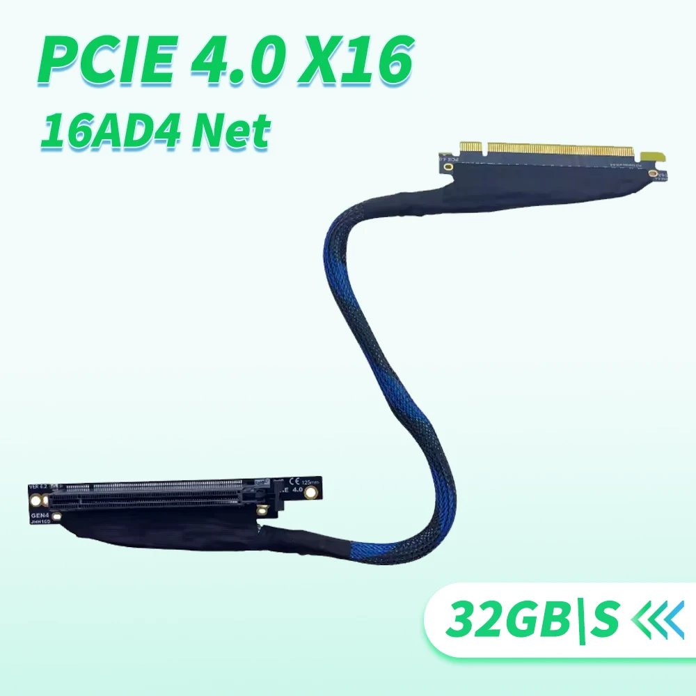 Удлинитель Видеокарты PCIe 4.0 X16 Riser PCI Express 16x GPU AI Кабель-Адаптер 1U 2U Сервер Внешний Левый Прямоугольный