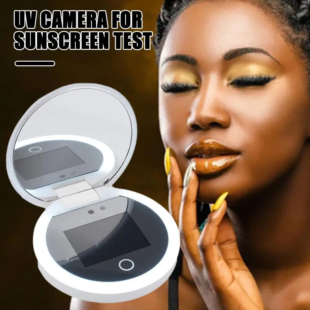 Умная камера для тестирования УФ-солнцезащитного крема Зеркало для макияжа со светодиодной подсветкой Портативное перезаряжаемое Зеркало Для красоты Обнаружение солнцезащитного крема Удаление макияжа