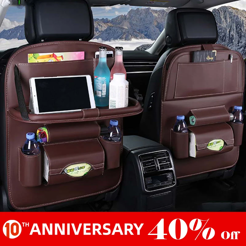 Универсальная сумка для хранения на заднем сиденье автомобиля, органайзер, накладка для багажника из искусственной кожи, сумка для хранения, органайзер с несколькими карманами, Подвесные автомобильные аксессуары