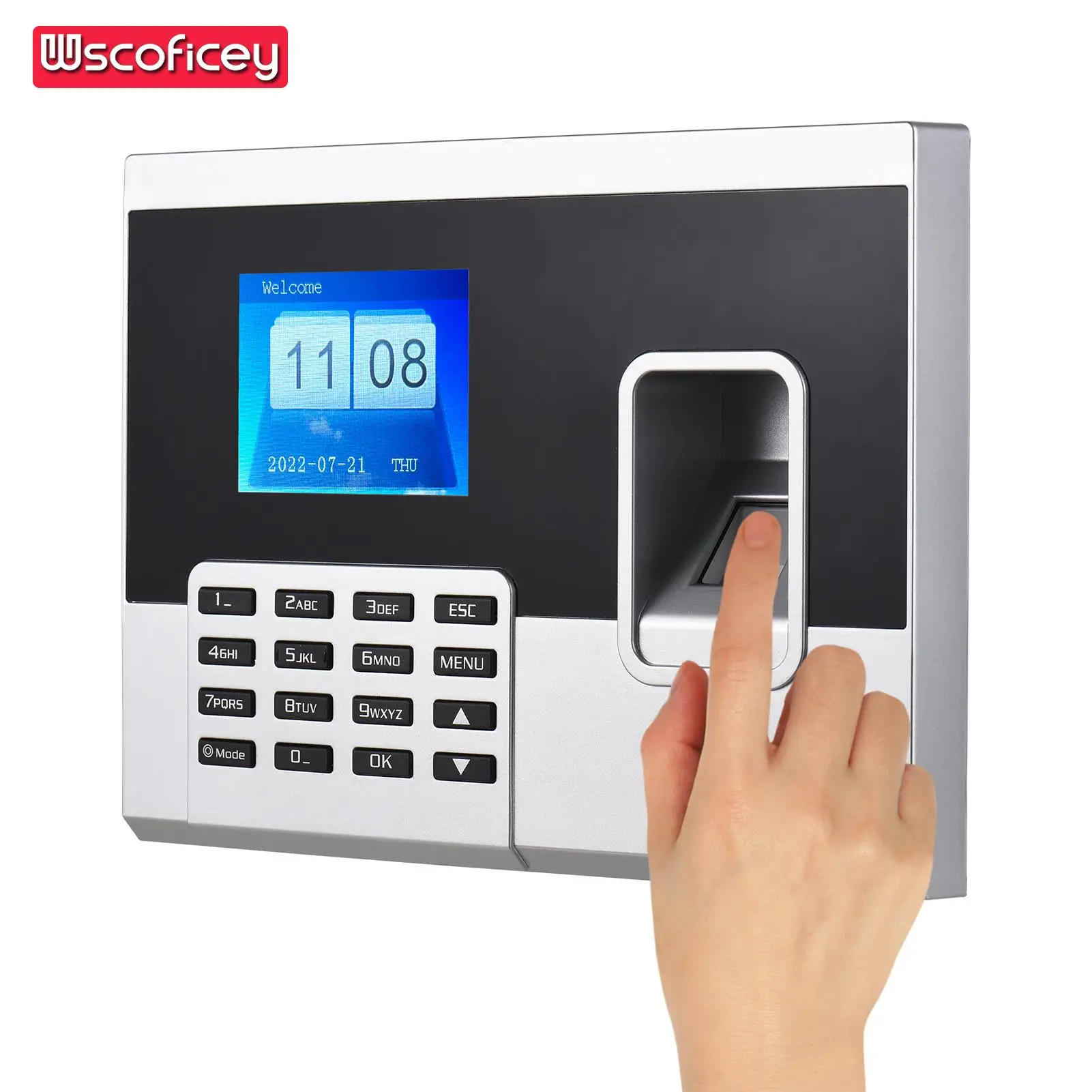 Устройство контроля доступа с паролем по отпечатку пальца, регистратор времени, регистратор регистрации сотрудников, цветной экран 2,8 дюйма