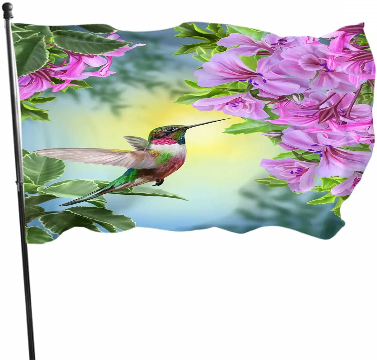 Флаги Колибри Декор Цветочный Лист Ботаническое Растение Птица Природа Клюв Цветок Растение С Набивным Рисунком Открытый Внутренний Садовый Декор