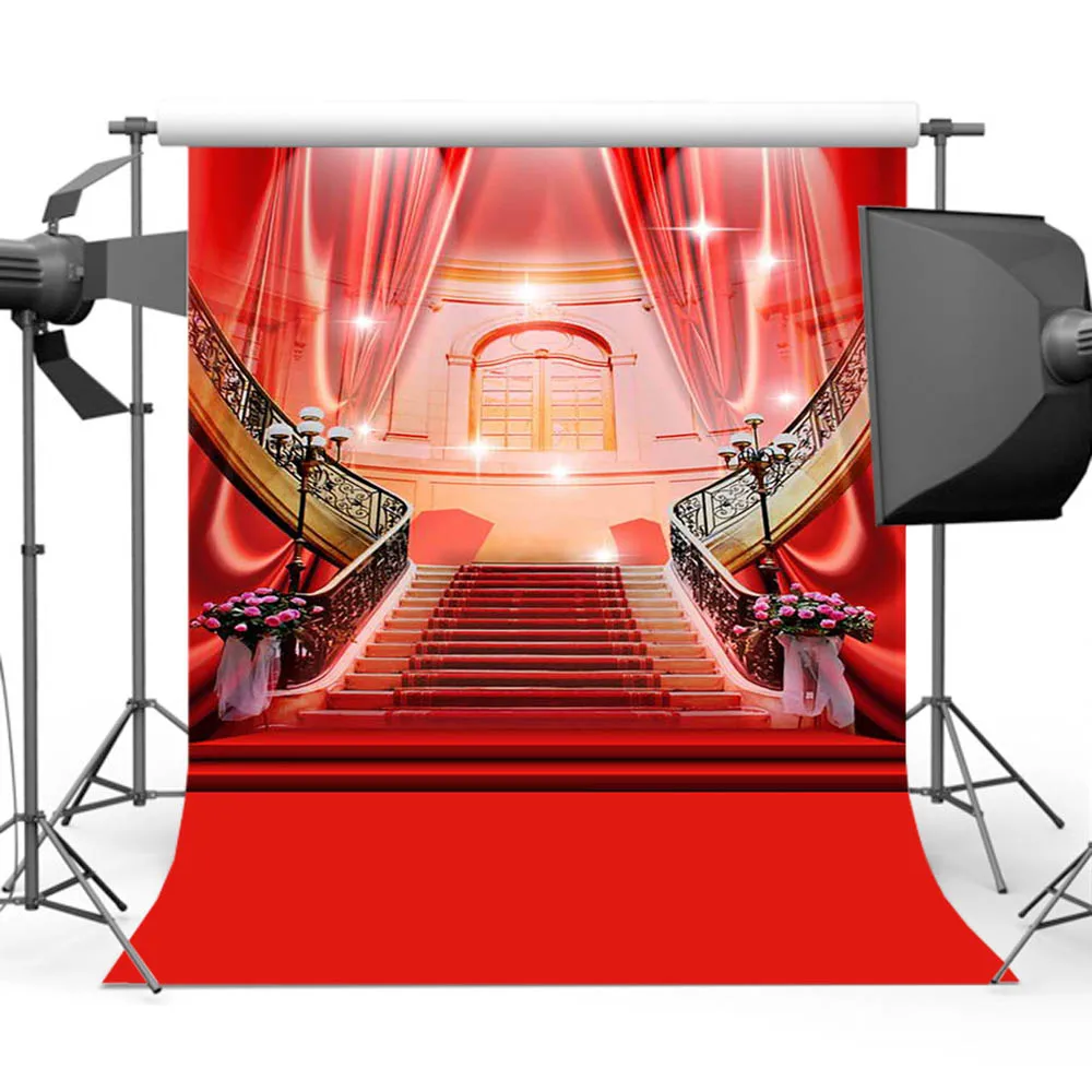  Фон для фотосъемки с красной ковровой дорожкой, освещение дворца, Фотофон для фотографий 8x8 футов 10x10 футов MR-2016