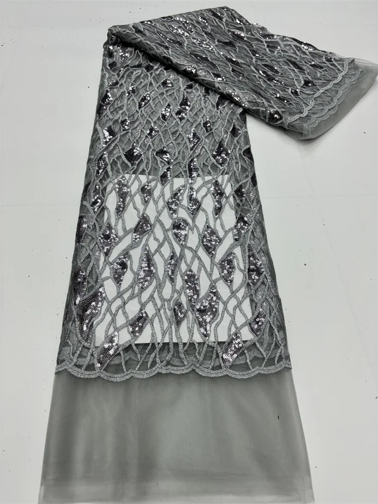 Французский тюль Кружевная ткань 2023 высокого качества Африканская нигерийская сетка кружевная ткань с блестками для свадебной вечеринки Материал
