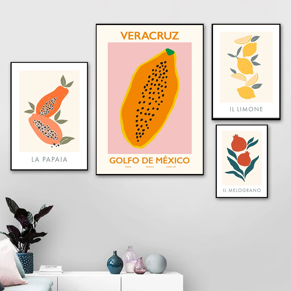 Фруктовый рынок Pawpaw Lemon Fruit Винтажные плакаты и принты Настенное искусство, живопись на холсте, Настенные панно, украшение кухни, домашний декор