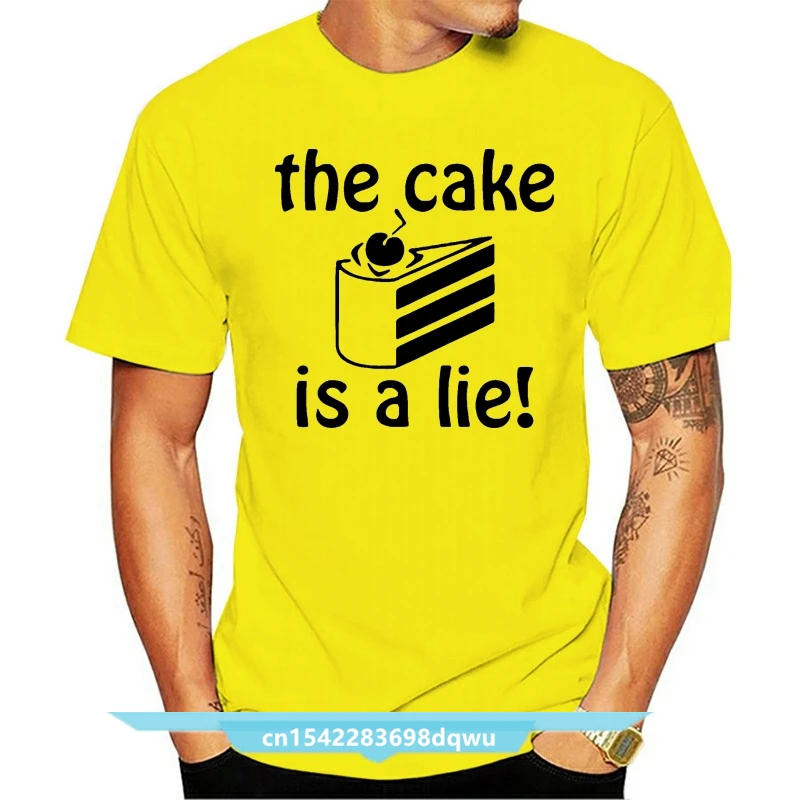 Футболка Cake Is A Lie, Черные Забавные футболки с Юмором, Новая Модная Хлопковая Футболка С коротким рукавом, Homme, Топы, Футболка Для Мужчин