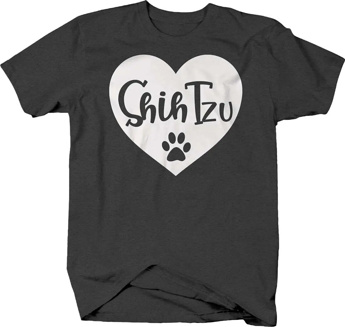 Футболка Love shih tzu с изображением лапы в виде сердца, собаки, животные, владелец домашнего животного для мужчин