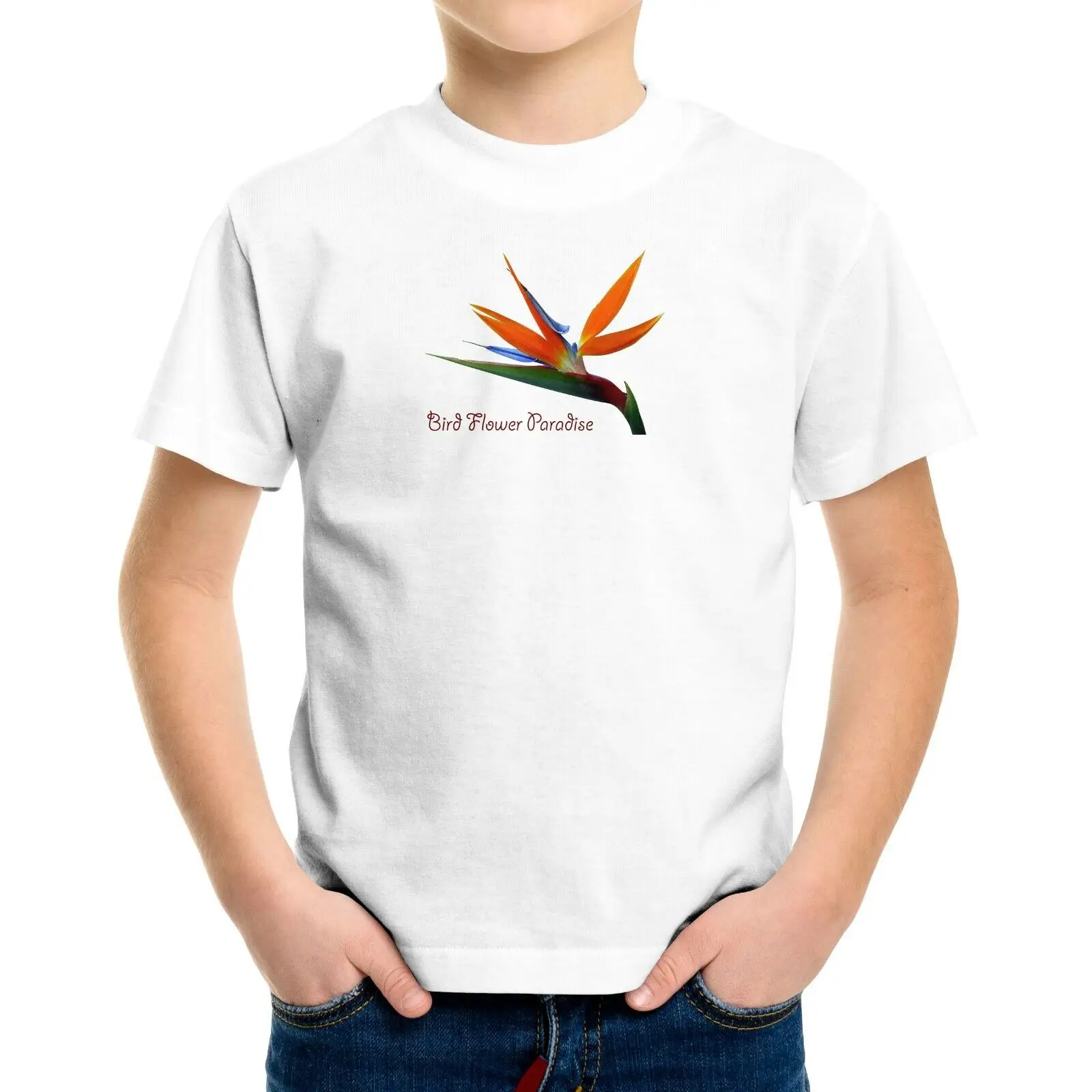 Футболка Для маленьких мальчиков и девочек, футболка с рисунком райской птицы и цветка, длинные рукава