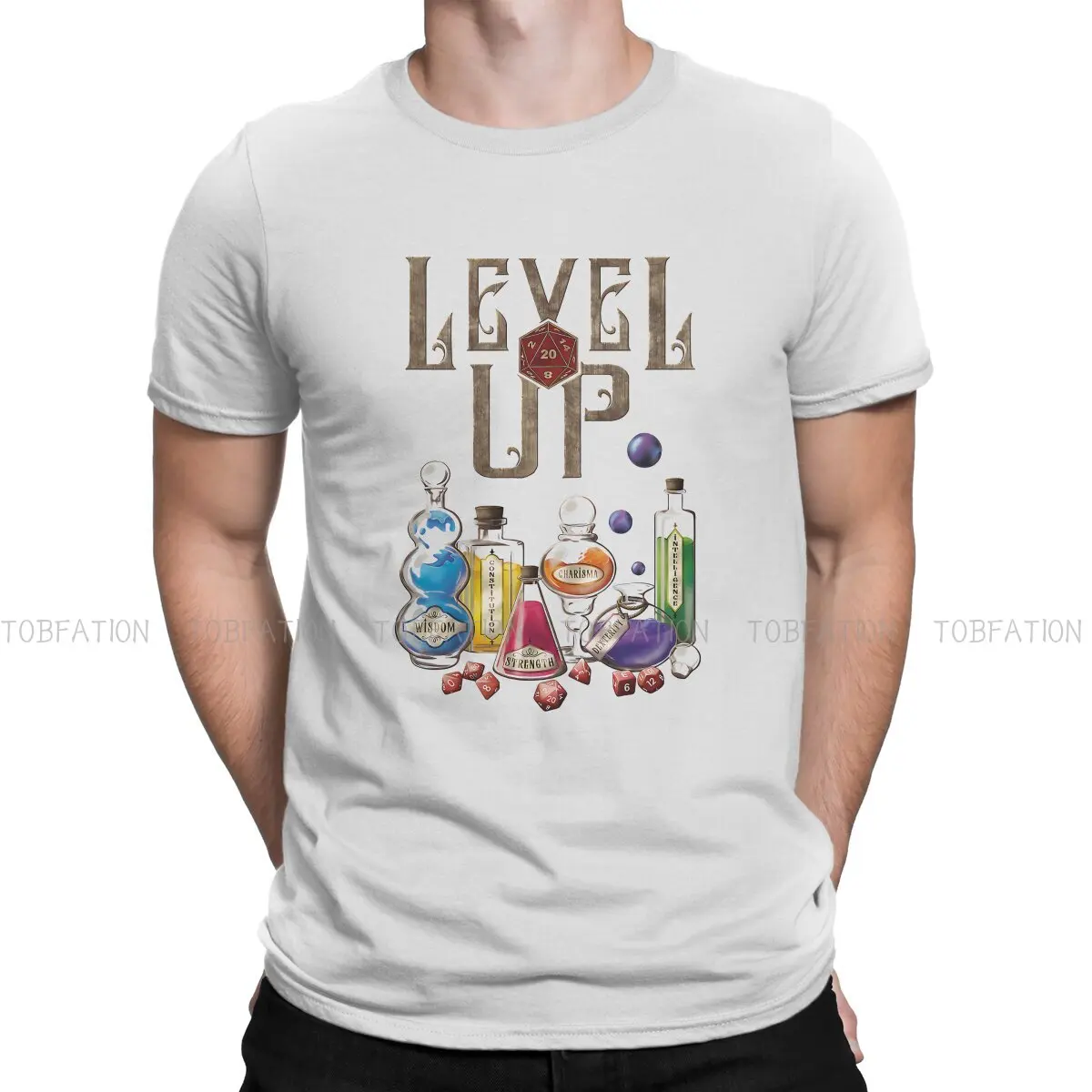 Футболка из 100% хлопка DnD Game, базовая футболка Level Up Essential, мужская футболка с модным принтом