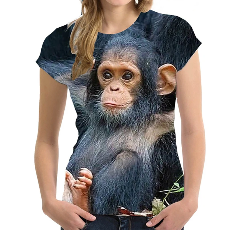 Футболка с 3D принтом животного Гориллы, женские мужские футболки с забавной обезьяной, уличная одежда в стиле харадзюку, футболки с коротким рукавом, детские топы Y2k оверсайз