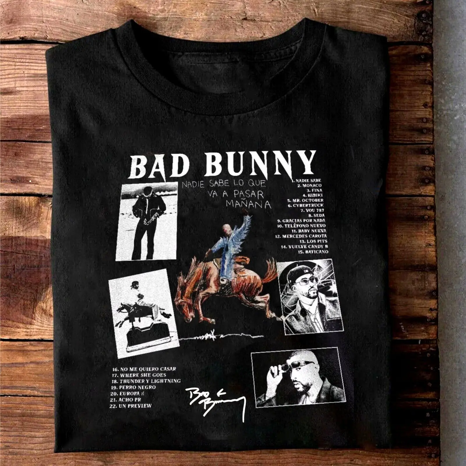 Футболка с горячим альбомом Bad Bunny, новая черная футболка всех размеров C1815
