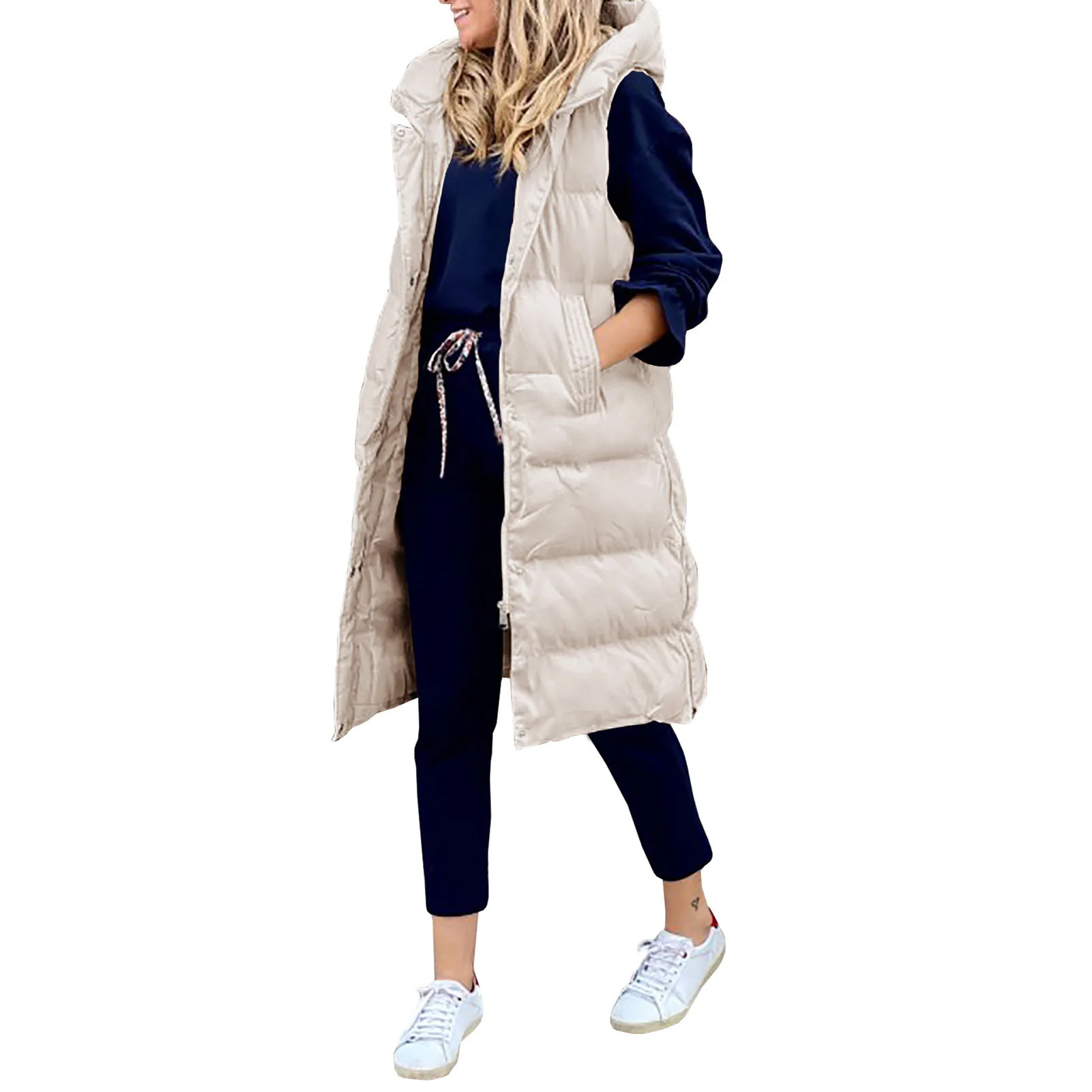 Хлопковое пальто без рукавов с капюшоном, Ветрозащитный Морозостойкий уютный жилет, стеганая куртка для улицы