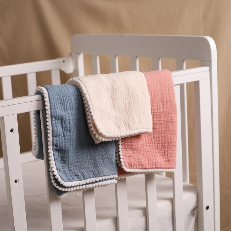 Хлопчатобумажное детское Банное полотенце, одеяло с кисточками для новорожденных, Однотонная ткань для пеленания малышей, полотенце для душа, Спальная накидка для младенцев