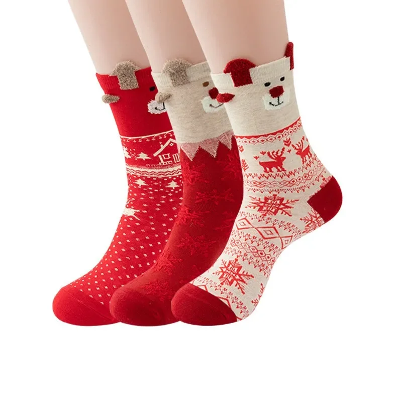 Хлопчатобумажные рождественские носки для женщин в тюбике 