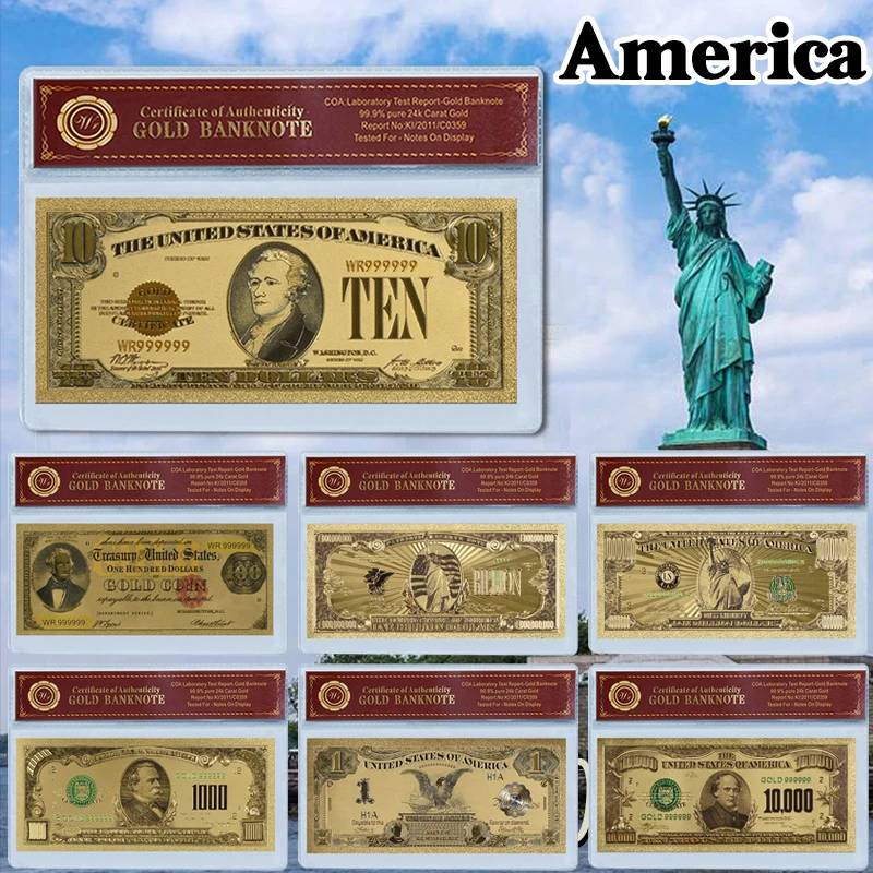 Цветная банкнота из фольги 24k Gol в подарок от мировых бумажных денег номиналом в тысячу миллионов долларов