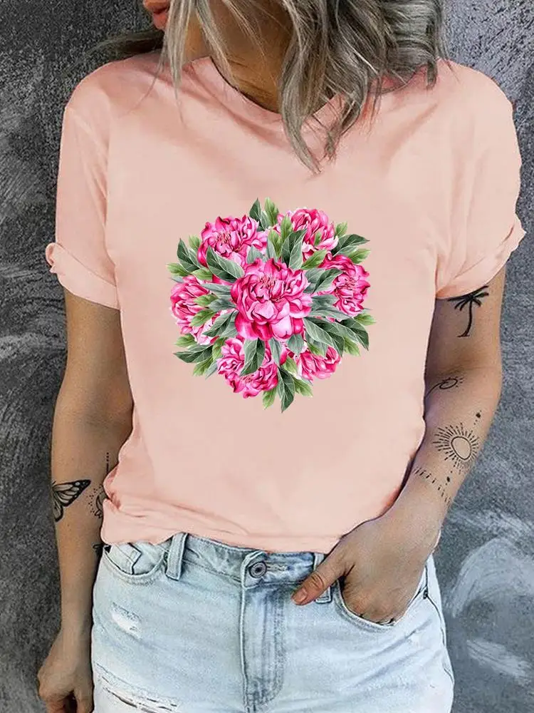 Цветочный сладкий тренд, милая модная одежда, женская футболка с коротким рукавом, женские повседневные футболки с графическим принтом
