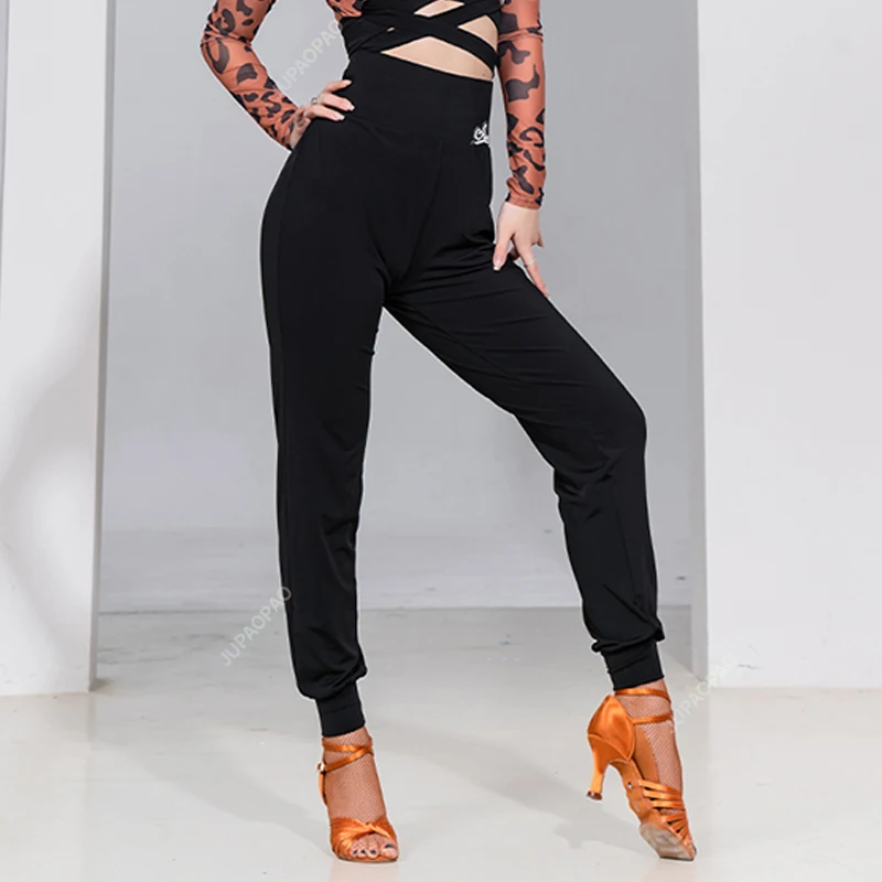Черные брюки для латиноамериканских танцев, женская стандартная одежда для занятий латиноамериканскими танцами, одежда для танцев Самба, Ча-ча-Ча Румба, женские бальные брюки