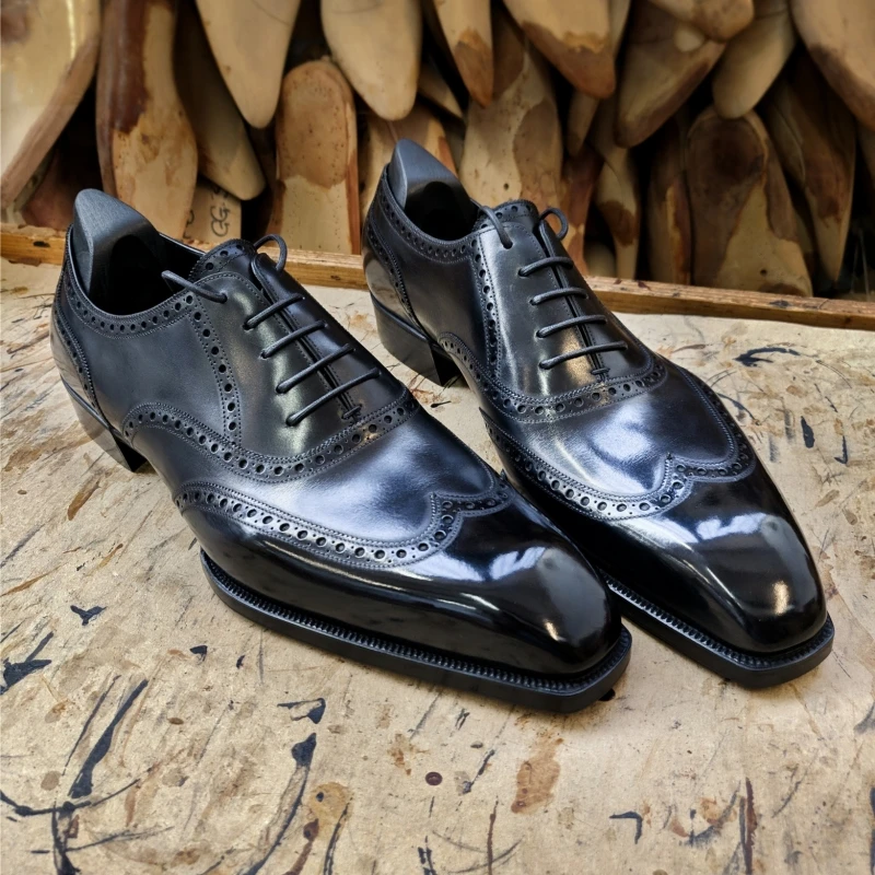 Черные мужские туфли-оксфорды на шнуровке с квадратным носком, весна-осень, мужские модельные туфли ручной работы, Бесплатная доставка, размер 38-46