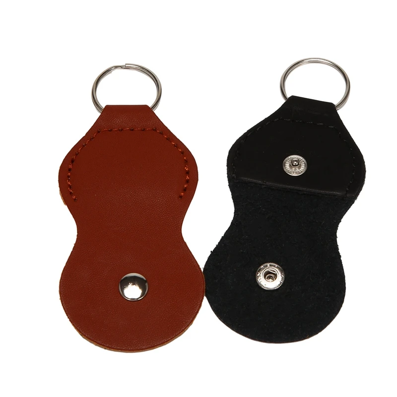 Чехол-держатель для медиаторов - Кожаный брелок для ключей Plectrum, чехлы для брелоков, сумка (2 упаковки - черный, коричневый)