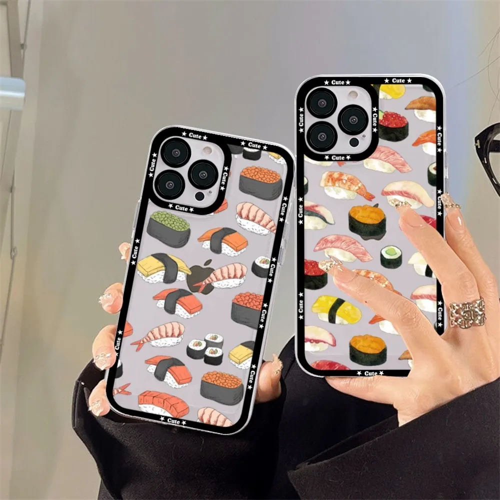 Чехол для телефона Food Sushi для iPhone 15 14 13 12 11 Pro Max Mini X Xs XR Прозрачный чехол