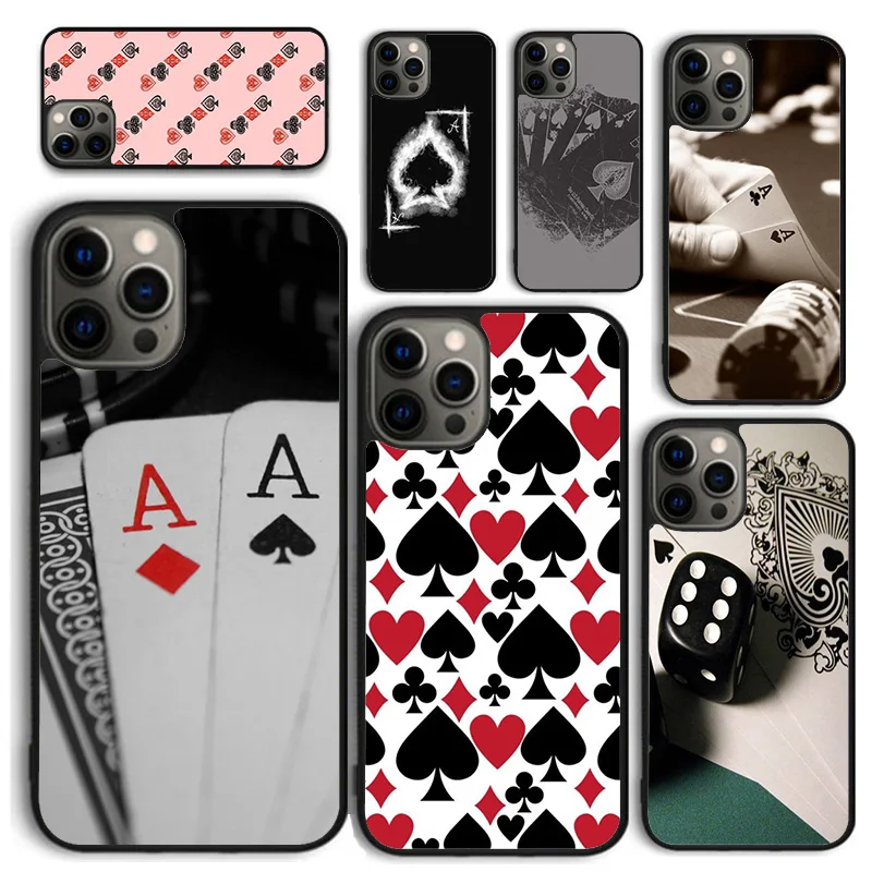 Чехол для телефона с карточками для игры в покер для iPhone 15 14 12 13 mini 6 7 8 PLUS X XS XR 11 PRO MAX SE 2020 Задняя крышка Fundas Shell